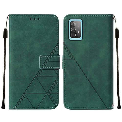 Leather Case Stands Flip Cover Holder Y01B for Samsung Galaxy A52 4G Green