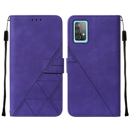 Leather Case Stands Flip Cover Holder Y01B for Samsung Galaxy A52 4G Purple