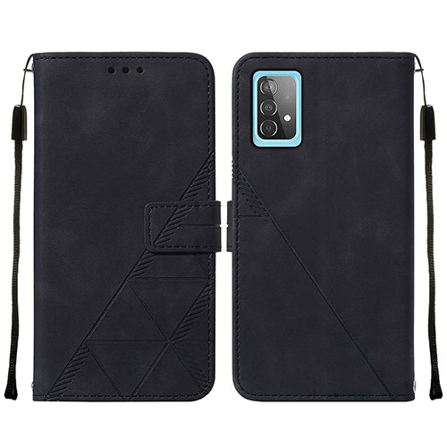 Leather Case Stands Flip Cover Holder Y01B for Samsung Galaxy A52 5G Black