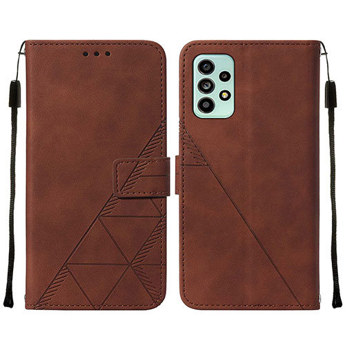 Leather Case Stands Flip Cover Holder Y01B for Samsung Galaxy A53 5G Brown