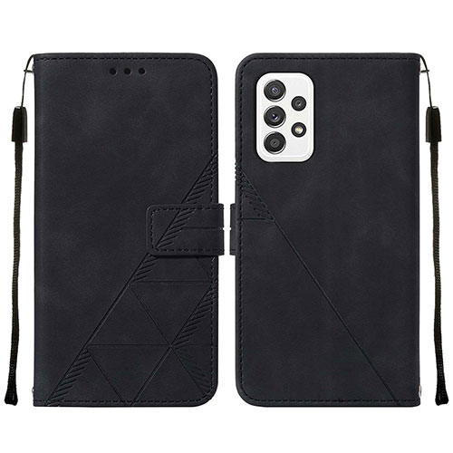 Leather Case Stands Flip Cover Holder Y01B for Samsung Galaxy A72 4G Black