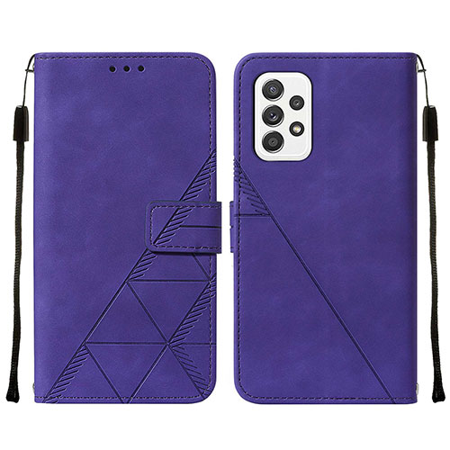 Leather Case Stands Flip Cover Holder Y01B for Samsung Galaxy A72 4G Purple