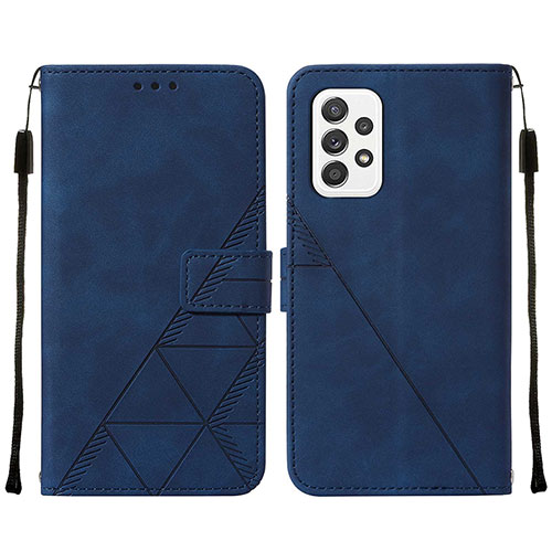 Leather Case Stands Flip Cover Holder Y01B for Samsung Galaxy A72 5G Blue