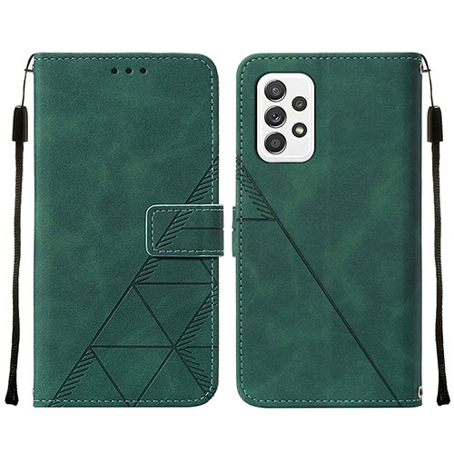 Leather Case Stands Flip Cover Holder Y01B for Samsung Galaxy A72 5G Green