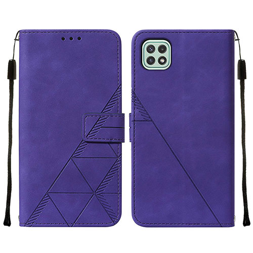 Leather Case Stands Flip Cover Holder Y01B for Samsung Galaxy F42 5G Purple