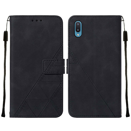 Leather Case Stands Flip Cover Holder Y01B for Samsung Galaxy M02 Black