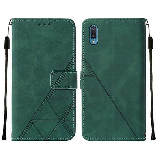 Leather Case Stands Flip Cover Holder Y01B for Samsung Galaxy M02 Green