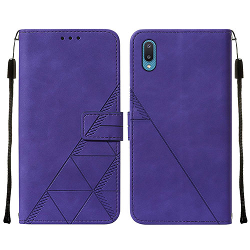 Leather Case Stands Flip Cover Holder Y01B for Samsung Galaxy M02 Purple