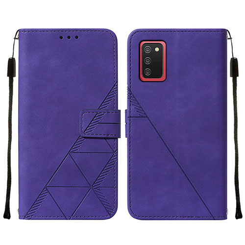 Leather Case Stands Flip Cover Holder Y01B for Samsung Galaxy M02s Purple