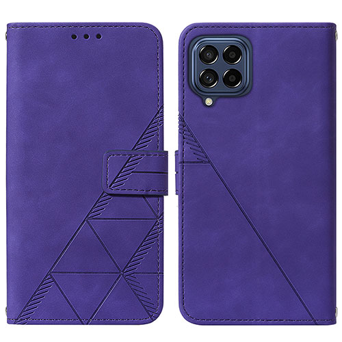 Leather Case Stands Flip Cover Holder Y01B for Samsung Galaxy M33 5G Purple