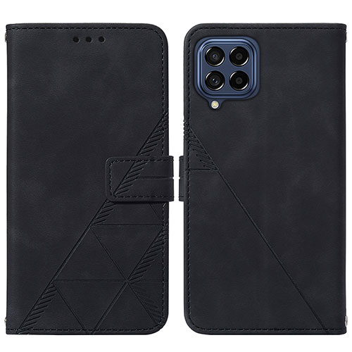 Leather Case Stands Flip Cover Holder Y01B for Samsung Galaxy M53 5G Black