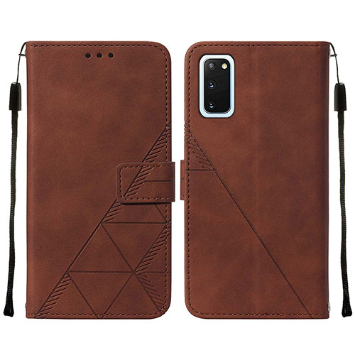 Leather Case Stands Flip Cover Holder Y01B for Samsung Galaxy S20 5G Brown