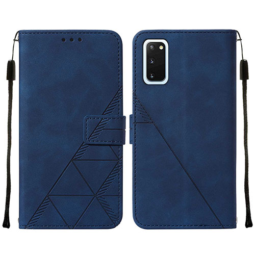 Leather Case Stands Flip Cover Holder Y01B for Samsung Galaxy S20 Blue