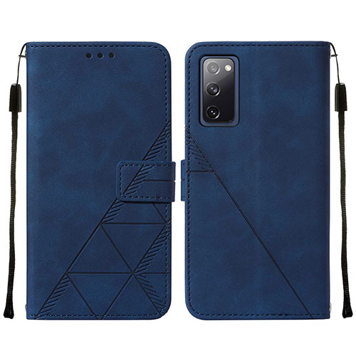 Leather Case Stands Flip Cover Holder Y01B for Samsung Galaxy S20 FE (2022) 5G Blue