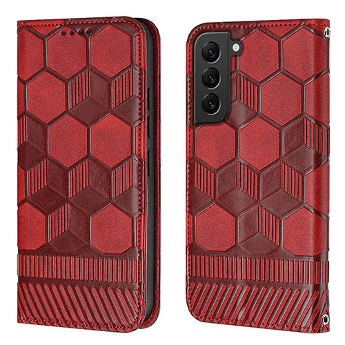 Leather Case Stands Flip Cover Holder Y01B for Samsung Galaxy S21 5G Red