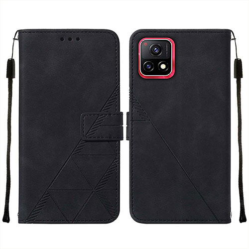 Leather Case Stands Flip Cover Holder Y01B for Vivo iQOO U3 5G Black