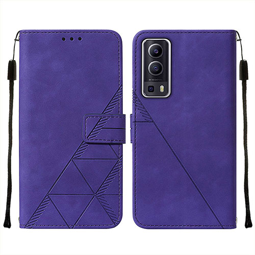 Leather Case Stands Flip Cover Holder Y01B for Vivo iQOO Z3 5G Purple