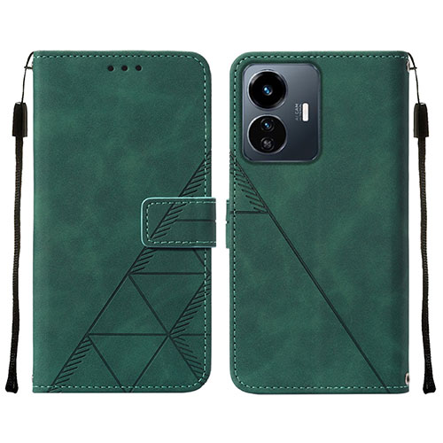 Leather Case Stands Flip Cover Holder Y01B for Vivo iQOO Z6 Lite 5G Green