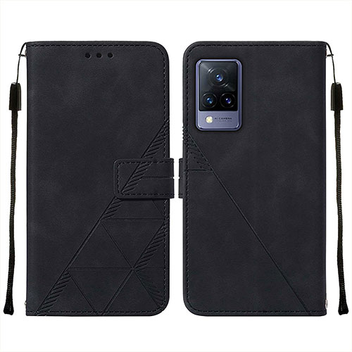 Leather Case Stands Flip Cover Holder Y01B for Vivo V21 5G Black