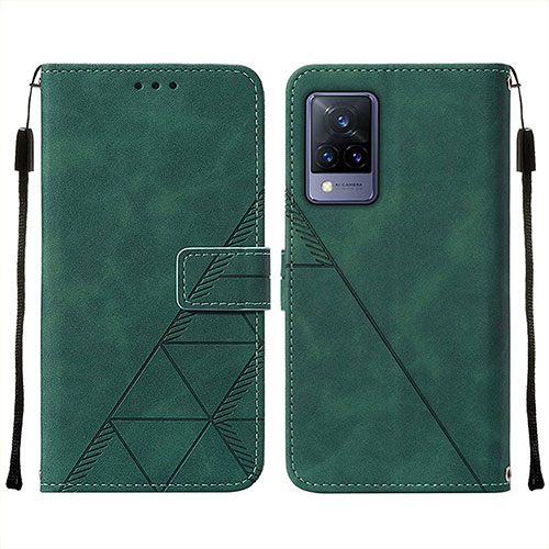 Leather Case Stands Flip Cover Holder Y01B for Vivo V21 5G Green