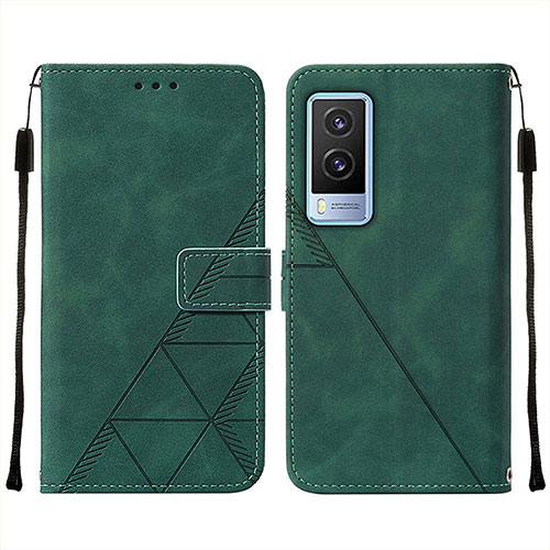 Leather Case Stands Flip Cover Holder Y01B for Vivo V21e 5G Green