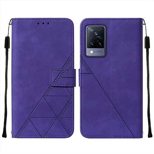 Leather Case Stands Flip Cover Holder Y01B for Vivo V21s 5G Purple