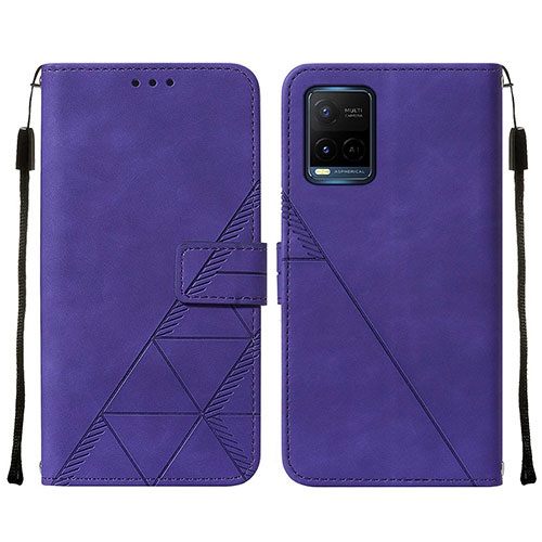 Leather Case Stands Flip Cover Holder Y01B for Vivo Y21a Purple