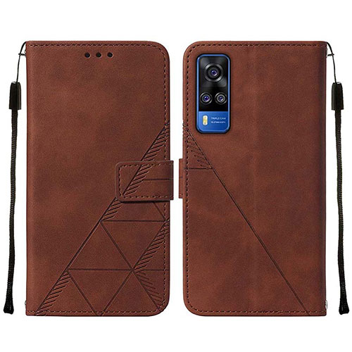 Leather Case Stands Flip Cover Holder Y01B for Vivo Y31 (2021) Brown