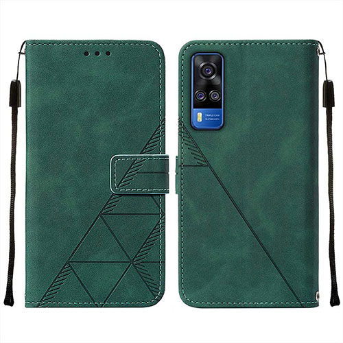 Leather Case Stands Flip Cover Holder Y01B for Vivo Y31 (2021) Green