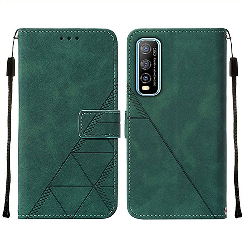 Leather Case Stands Flip Cover Holder Y01B for Vivo Y50t Green