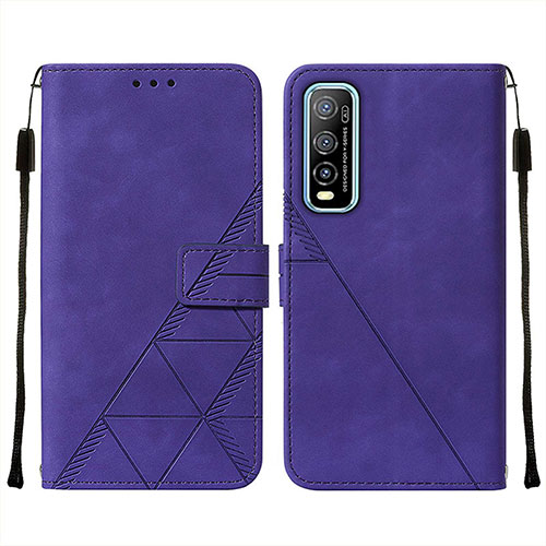 Leather Case Stands Flip Cover Holder Y01B for Vivo Y50t Purple