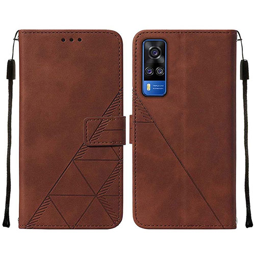 Leather Case Stands Flip Cover Holder Y01B for Vivo Y51 (2021) Brown