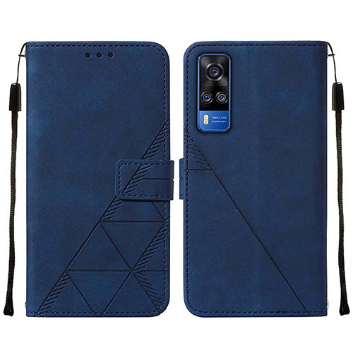 Leather Case Stands Flip Cover Holder Y01B for Vivo Y51A Blue