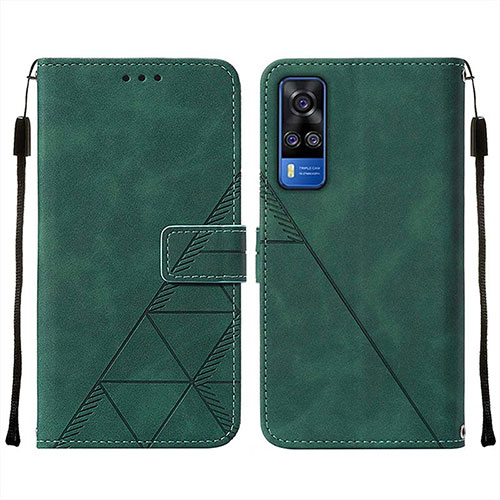 Leather Case Stands Flip Cover Holder Y01B for Vivo Y51A Green