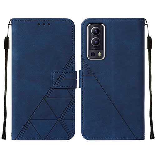 Leather Case Stands Flip Cover Holder Y01B for Vivo Y52 5G Blue