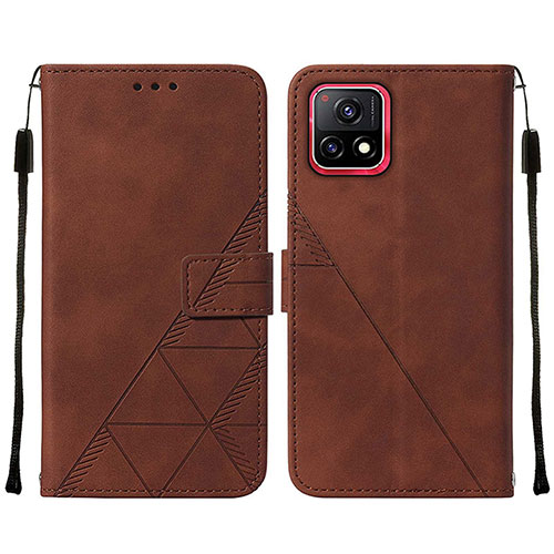 Leather Case Stands Flip Cover Holder Y01B for Vivo Y52s 5G Brown