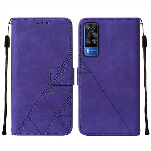 Leather Case Stands Flip Cover Holder Y01B for Vivo Y53s 4G Purple