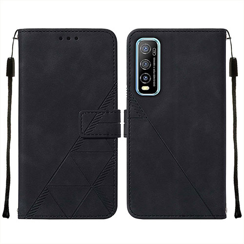 Leather Case Stands Flip Cover Holder Y01B for Vivo Y70S 5G Black