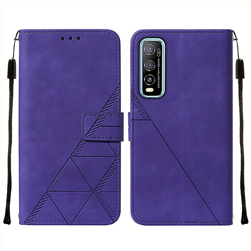 Leather Case Stands Flip Cover Holder Y01B for Vivo Y70t 5G Purple