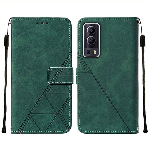 Leather Case Stands Flip Cover Holder Y01B for Vivo Y75s 5G Green