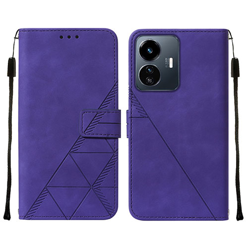 Leather Case Stands Flip Cover Holder Y01B for Vivo Y77 5G Purple