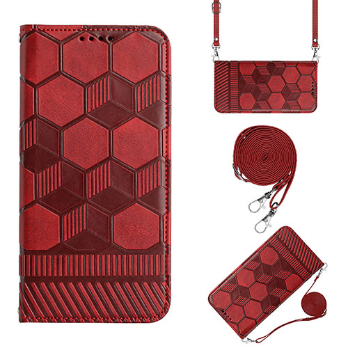 Leather Case Stands Flip Cover Holder Y01B for Xiaomi Redmi Note 11 4G (2022) Red Wine