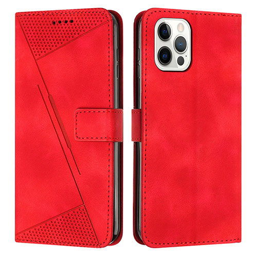 Leather Case Stands Flip Cover Holder Y01X for Apple iPhone 15 Pro Red