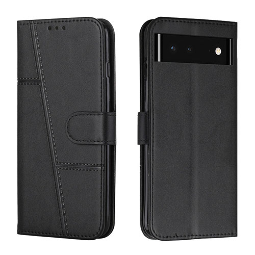 Leather Case Stands Flip Cover Holder Y01X for Google Pixel 6 5G Black