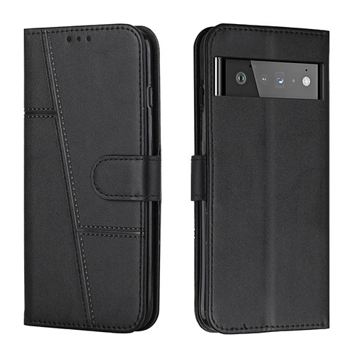 Leather Case Stands Flip Cover Holder Y01X for Google Pixel 6 Pro 5G Black