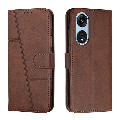 Leather Case Stands Flip Cover Holder Y01X for Huawei Honor X5 Plus Brown