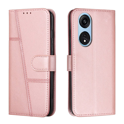 Leather Case Stands Flip Cover Holder Y01X for Huawei Honor X5 Plus Rose Gold