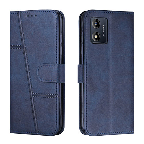 Leather Case Stands Flip Cover Holder Y01X for Motorola Moto E13 Blue