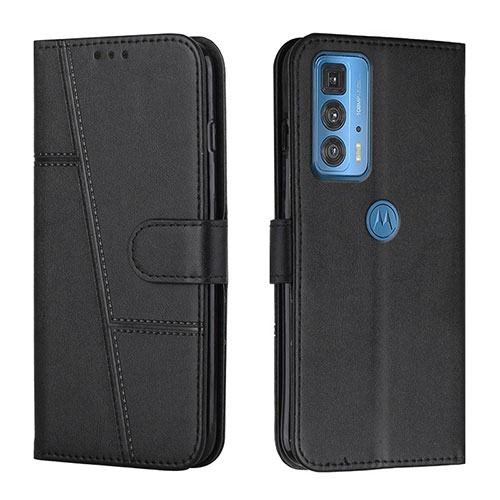 Leather Case Stands Flip Cover Holder Y01X for Motorola Moto Edge 20 Pro 5G Black