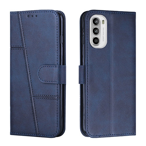 Leather Case Stands Flip Cover Holder Y01X for Motorola Moto Edge (2022) 5G Blue